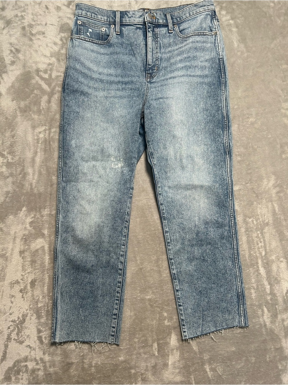 J Crew Classic Vintage Straight Leg Jeans Women’s 31 Acid Wash Raw Hem